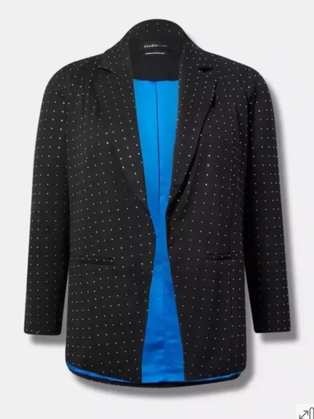 Studio By Torrid Black Rhinestone Blazer with Satin Lining (Size 2)